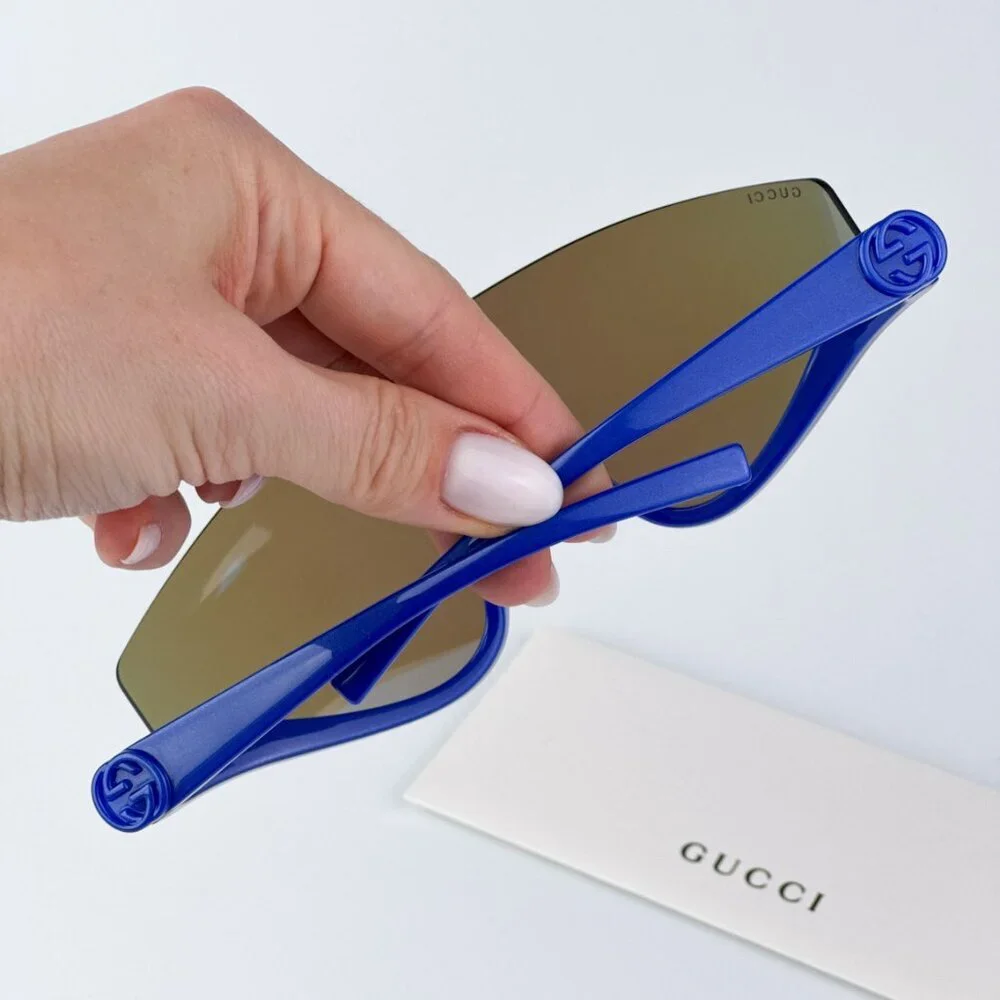 Gucci GG1650S 010 BRAND NEW Sunglasses Blue Blue Mirror Unisex Shield Mask